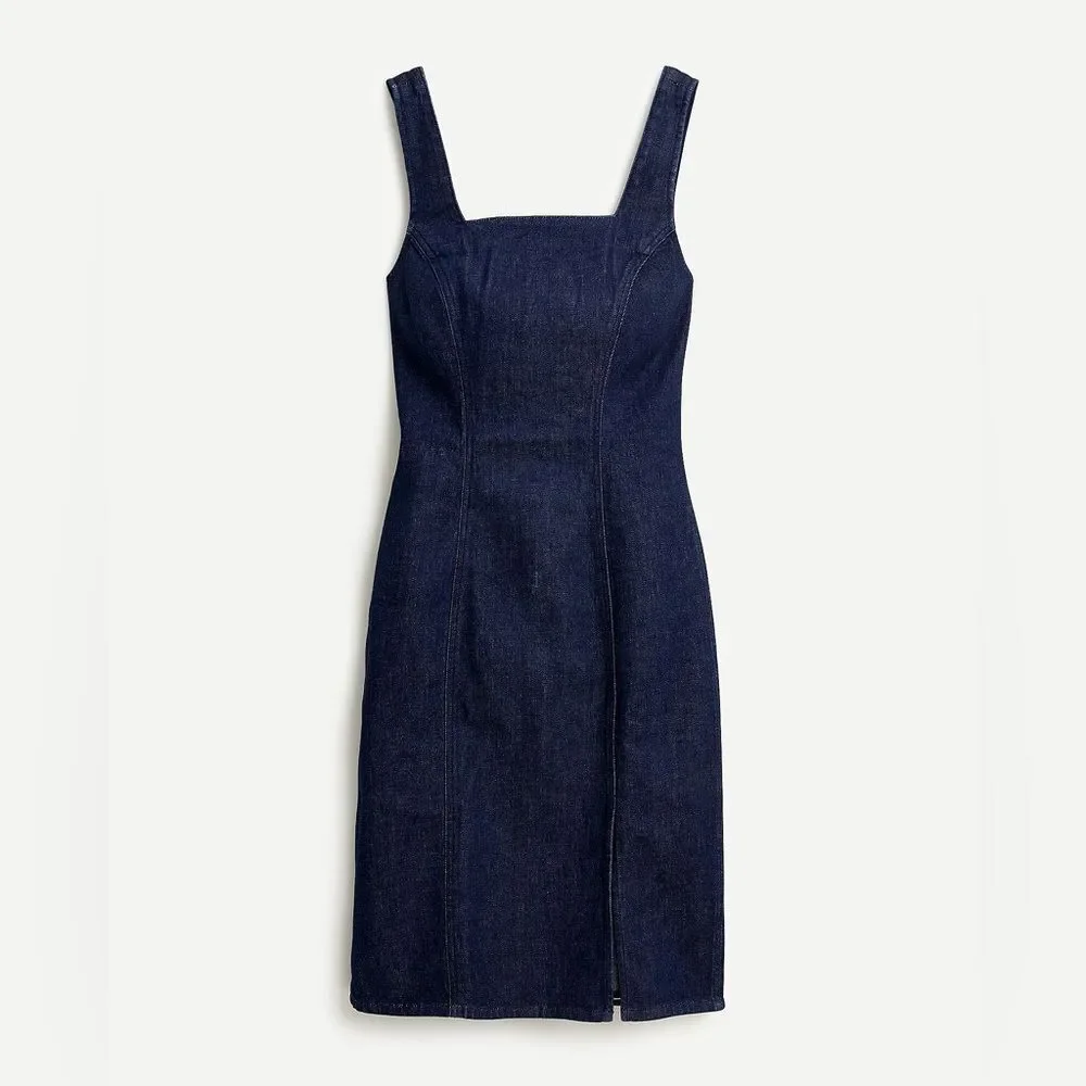 J Crew Denim Midi Tank Sheath Dress Dark Wash Size 6
